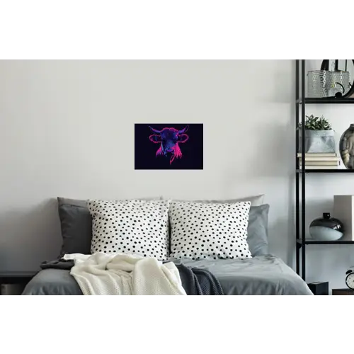 Stier - Neon - Zwart - Kleur Muursticker klein -slaapkamer
