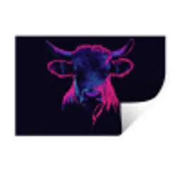 Stier - Neon - Zwart - Kleur Muursticker klein -3d