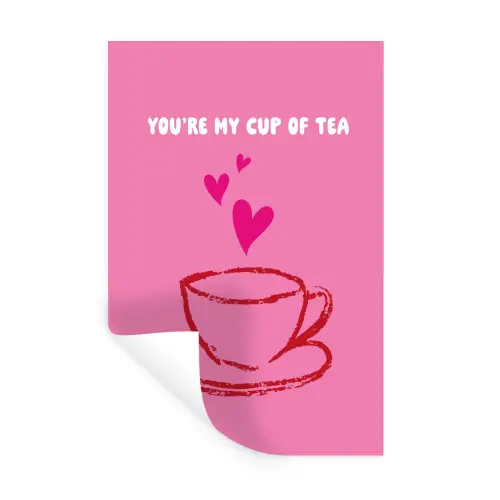 Thee - Roze - Valentijn - Tekst Muursticker klein -3d