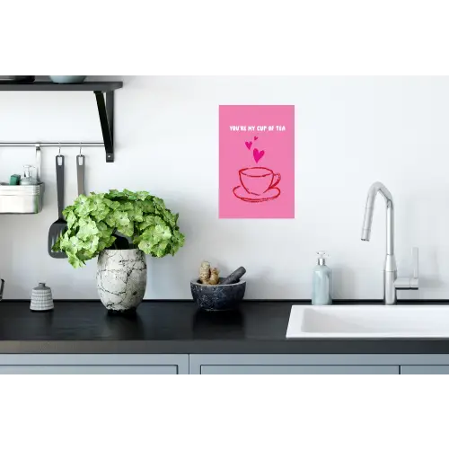 Thee - Roze - Valentijn - Tekst Muursticker klein -keuken