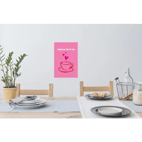 Thee - Roze - Valentijn - Tekst Muursticker klein -eettafel