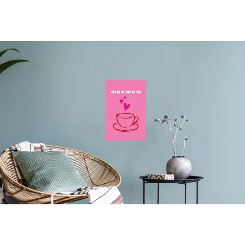 Thee - Roze - Valentijn - Tekst Muursticker klein -plant