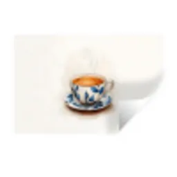 Theekop - Bladeren - Blauw Muursticker klein -3d