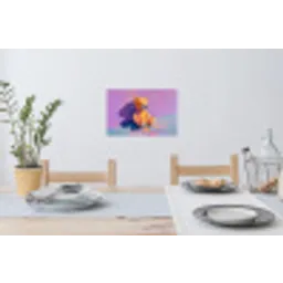 Teddybeer - Schaduw - Penseelstreken - Paars Muursticker klein -eettafel
