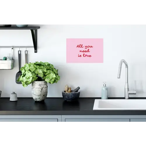 Tekst - Roze - Love - Hart Muursticker klein -keuken