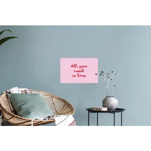 Tekst - Roze - Love - Hart Muursticker klein -plant