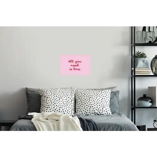 Tekst - Roze - Love - Hart Muursticker klein -slaapkamer