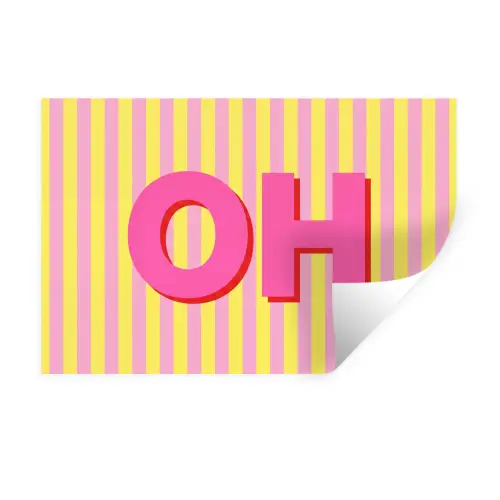 Tekst - Strepen - Roze Muursticker klein -3d