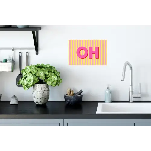 Tekst - Strepen - Roze Muursticker klein -keuken