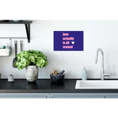 Tekst - Valentijn - Love - Blauw Muursticker klein -keuken