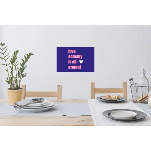 Tekst - Valentijn - Love - Blauw Muursticker klein -eettafel