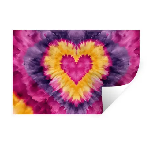Tie dye - Hartvorm - Vlammen - Oranje Muursticker klein -3d
