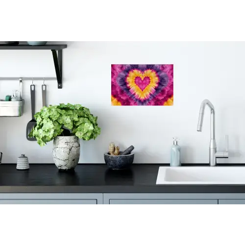 Tie dye - Hartvorm - Vlammen - Oranje Muursticker klein -keuken