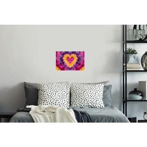 Tie dye - Hartvorm - Vlammen - Oranje Muursticker klein -slaapkamer