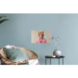 Tijger - Strik - Jasje - Roze Muursticker klein -plant