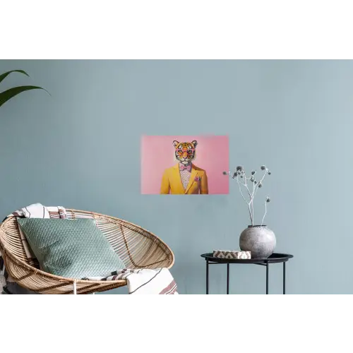 Tijger - Bril - Geel - Jasje Muursticker klein -plant