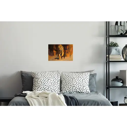 Tijger - Geschilderd - Oranje - Penseelstreken Muursticker klein -slaapkamer