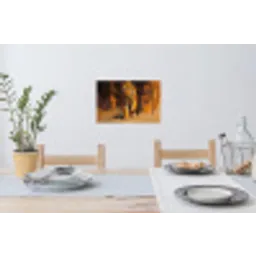 Tijger - Geschilderd - Oranje - Penseelstreken Muursticker klein -eettafel