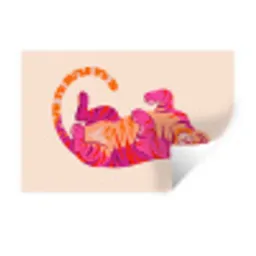 Tijger - Roze - Oranje Muursticker klein -3d