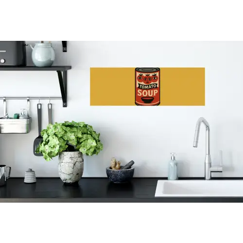 Tomatensoep - Gezichtje - Illustratie - Rood Muursticker klein -keuken