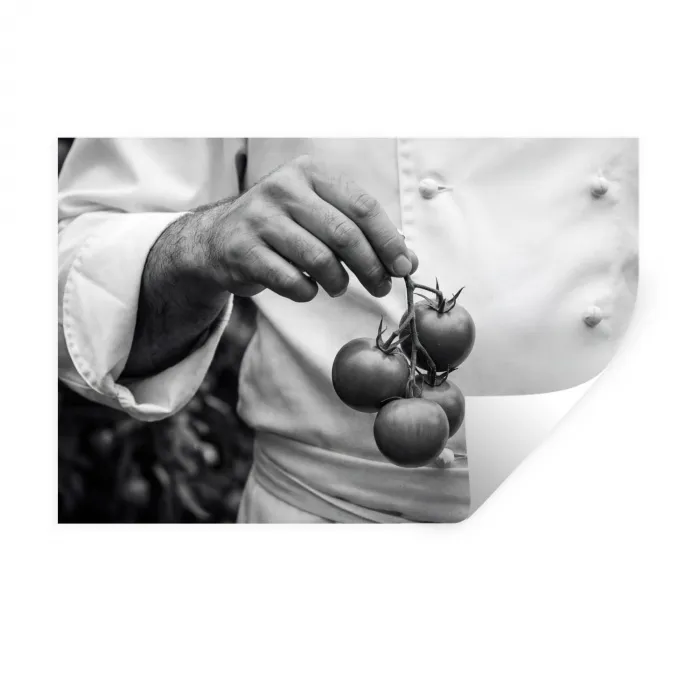 Tomaten - Chef - Zwart - Wit Muursticker klein -3d