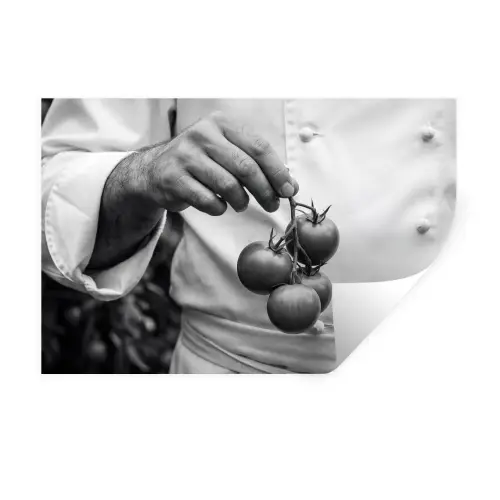 Tomaten - Chef - Zwart - Wit Muursticker klein -3d