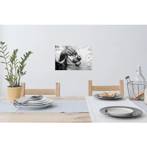 Tomaten - Chef - Zwart - Wit Muursticker klein -eettafel