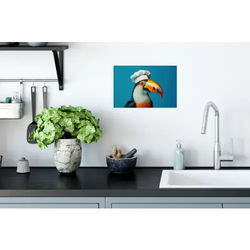 Toekan - Papegaai - Vogel - Koksmuts Muursticker klein -keuken