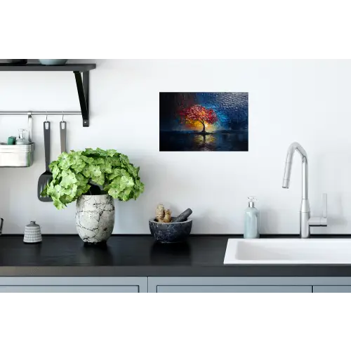 Boom - Blauw - Bladeren - Vakken Muursticker klein -keuken