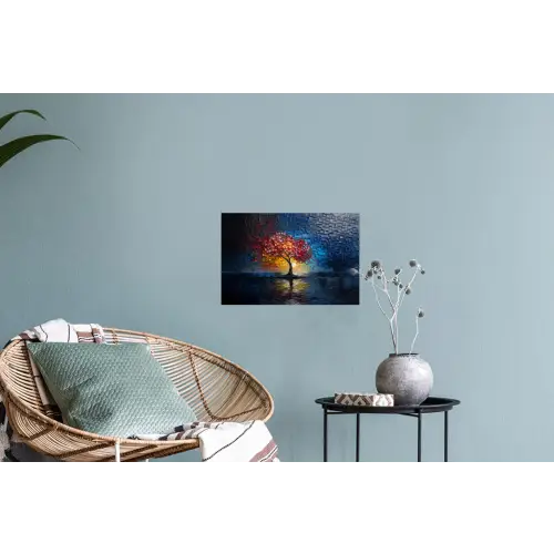 Boom - Blauw - Bladeren - Vakken Muursticker klein -plant