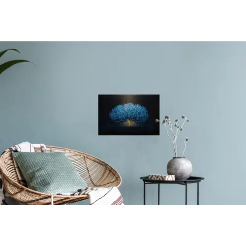 Boom - Blauw - Bladeren - Penseelstreken Muursticker klein -plant