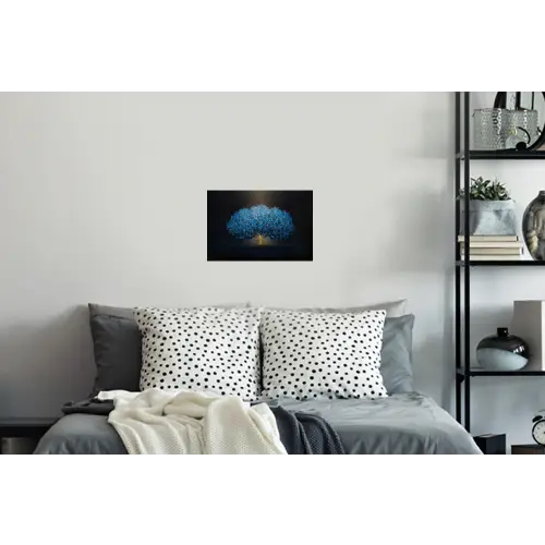 Boom - Blauw - Bladeren - Penseelstreken Muursticker klein -slaapkamer