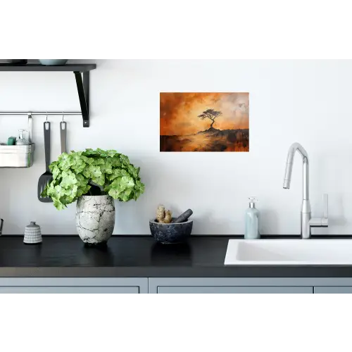 Boom - Landschap - Oranje Muursticker klein -keuken