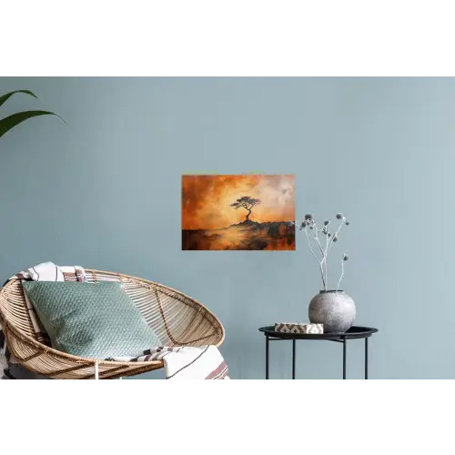 Boom - Landschap - Oranje Muursticker klein -plant