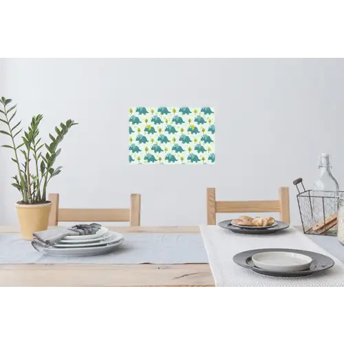 Triceratop - Blauw - Stippen - Boompjes Muursticker klein -eettafel