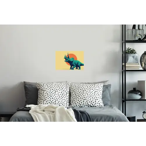 Triceratops - Cirkel - Oranje - Hoorns Muursticker klein -slaapkamer