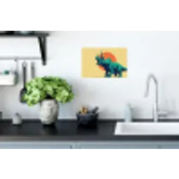 Triceratops - Cirkel - Oranje - Hoorns Muursticker klein -keuken