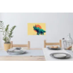 Triceratops - Cirkel - Oranje - Hoorns Muursticker klein -eettafel