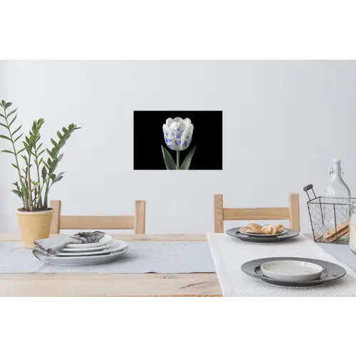 Tulp - Patroon - Blauw Muursticker klein -eettafel