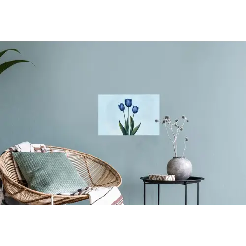Tulpen - Blauw - Bladeren Muursticker klein -plant