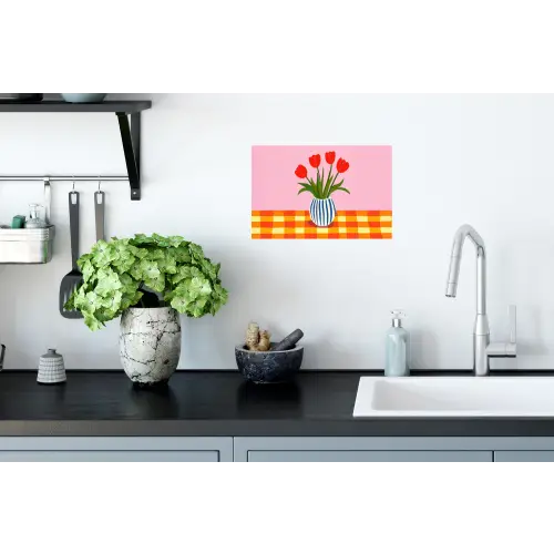 Tulpen - Roze - Vaas Muursticker klein -keuken