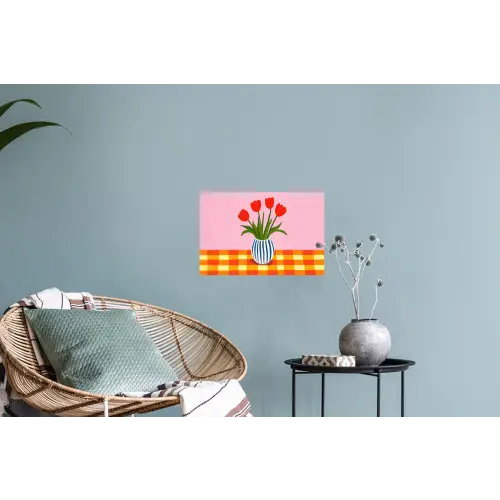 Tulpen - Roze - Vaas Muursticker klein -plant