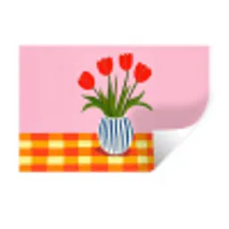 Tulpen - Roze - Vaas Muursticker klein -3d