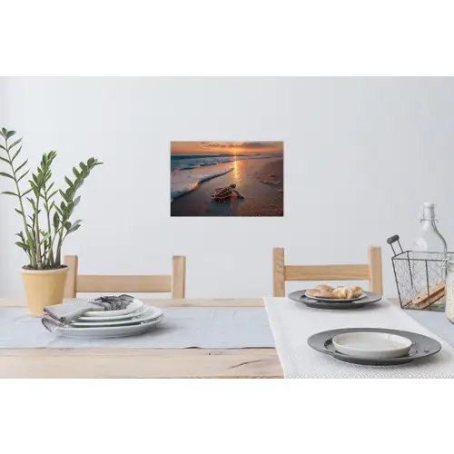 Schildpad - strand - Zonsondergang Muursticker klein -eettafel