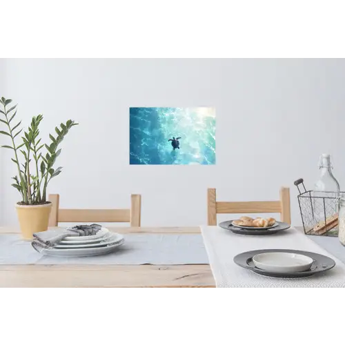 Schildpad - Zee - Blauw - Schittering Muursticker klein -eettafel