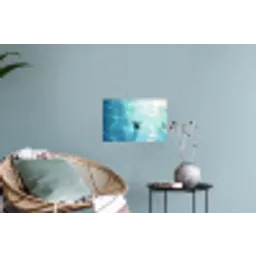 Schildpad - Zee - Blauw - Schittering Muursticker klein -plant