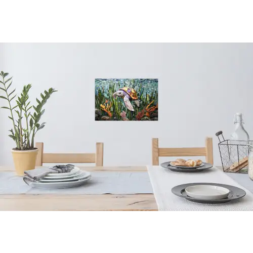 Schildpad - Zeewier - Mozaïek Muursticker klein -eettafel