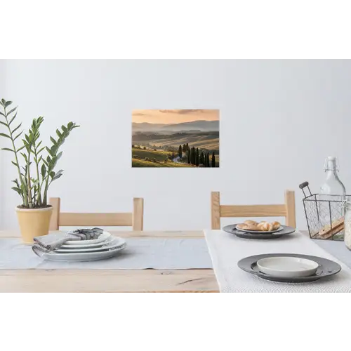 Toscaans - Landschap - Heuvels Muursticker klein -eettafel