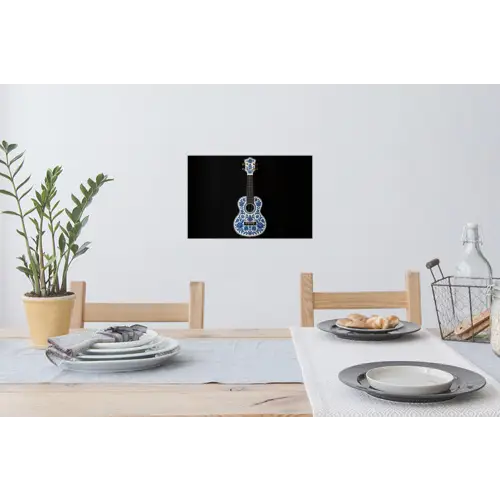 Ukelele - Delfts - Blauw - Muziek Muursticker klein -eettafel