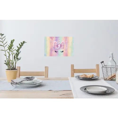 Eenhoorn - Glitters - Regenboog - Pastel Muursticker klein -eettafel